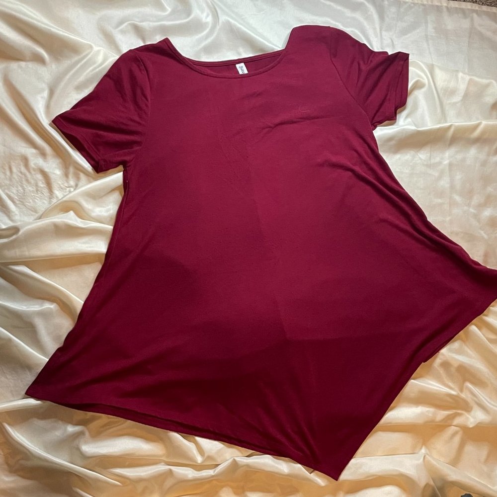 Zenana Premium Large Wine Short Sleeve